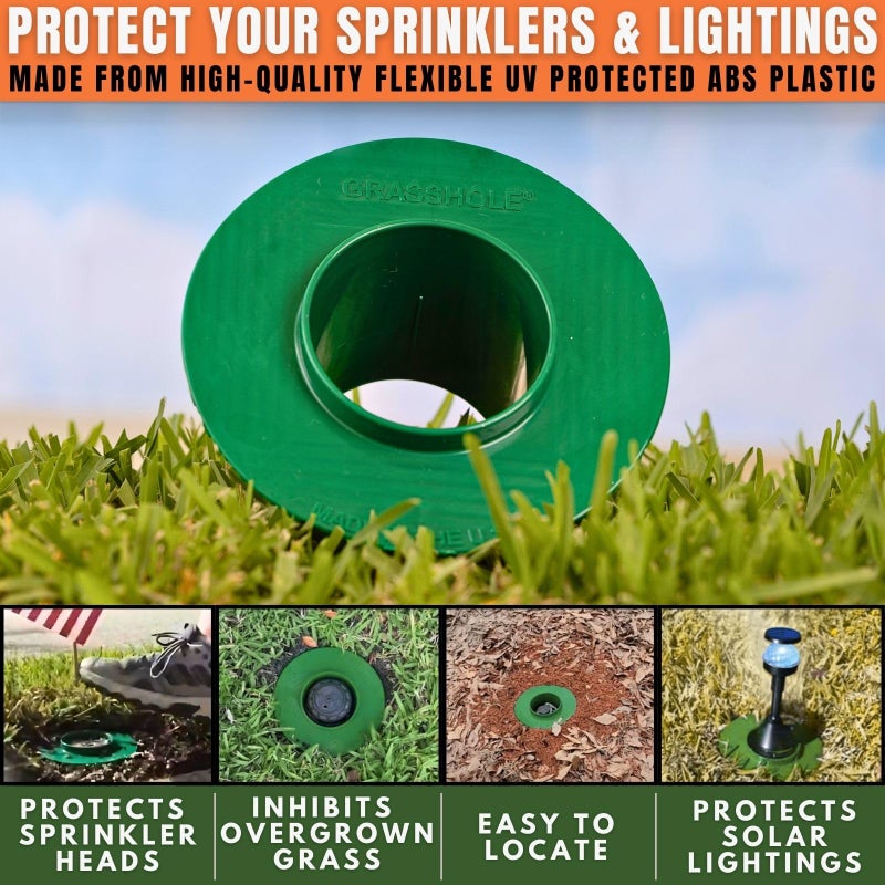 GRASSHOLE Sprinkler-Guard by GRASSHOLE - Patented Design Donut-Style Lawn Sprinkler Head Guard Protector to Prevent Damage from Mowers & Trimmers - Veteran Owned & Made in USA, 10 Pack - Image 4